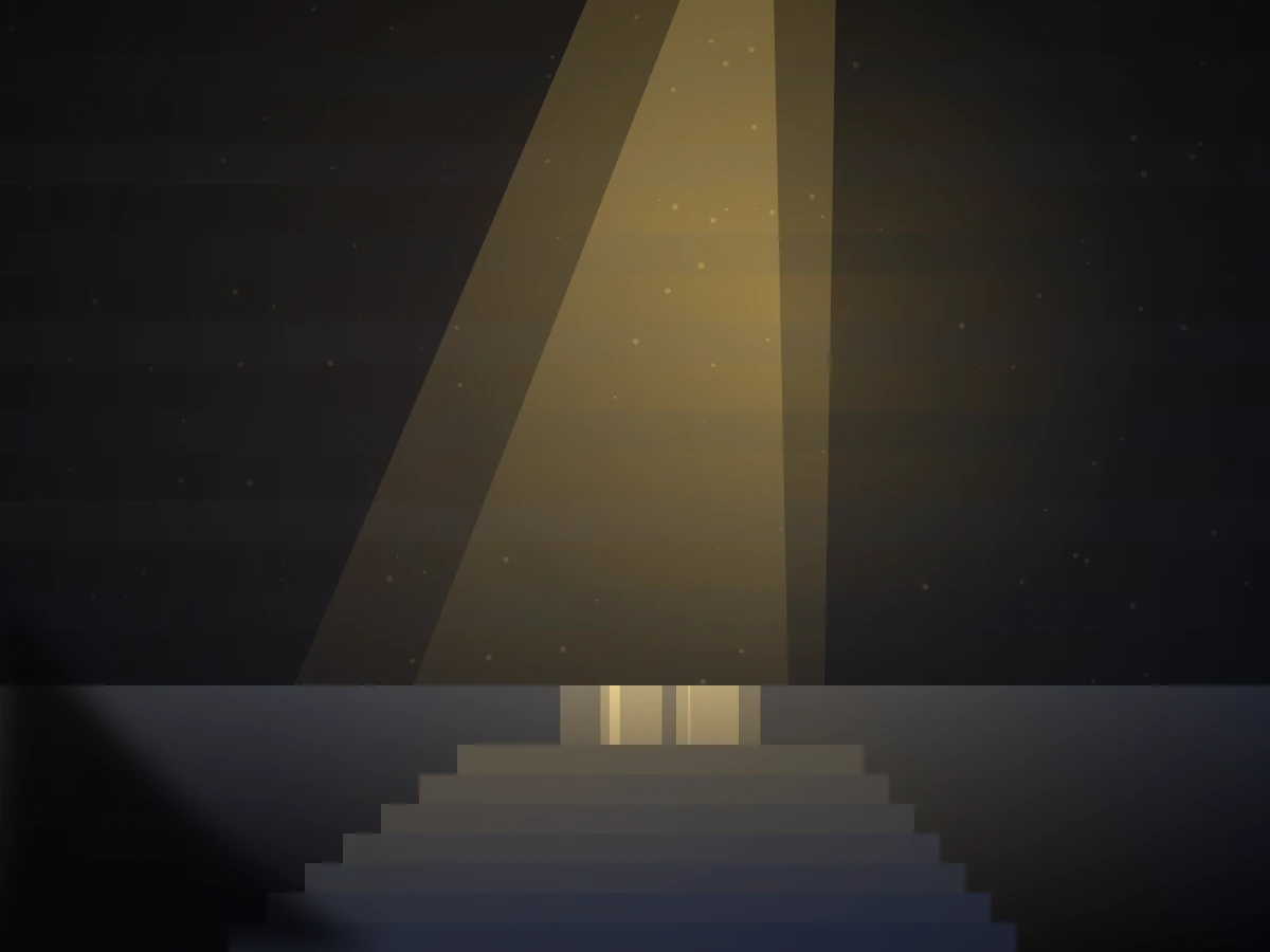 Skulpturale Treppe mit starkem Licht-Schatten-Kontrast