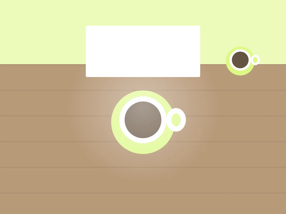 Illustration: Produktaufnahme — Keramiktasse auf Tisch mit Tageslicht
