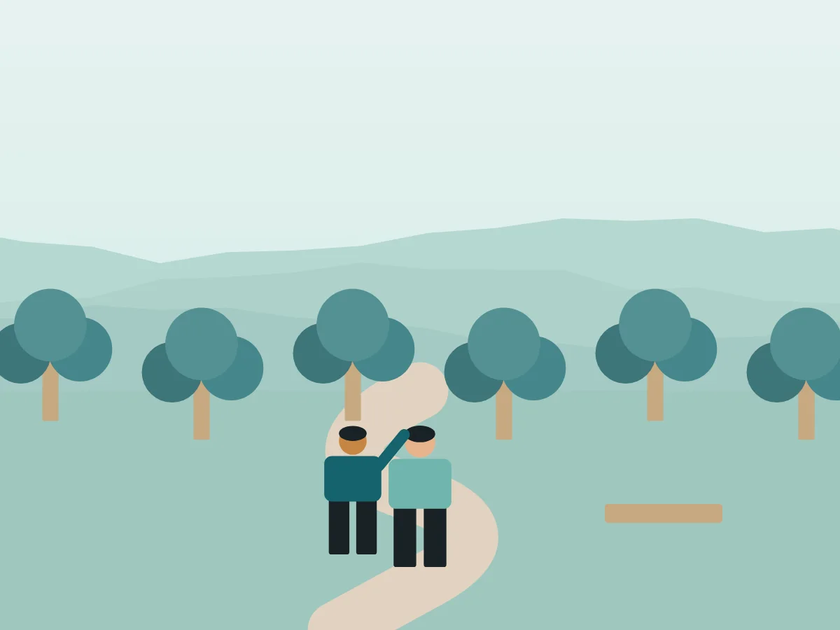 Illustration: Spazierweg im Park bei Morgenlicht
